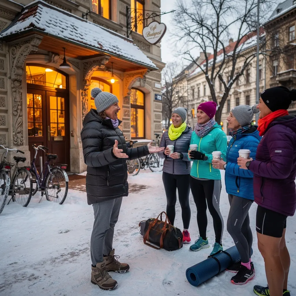 Egy csoport edző, akik motiválóan vezetik az online edzésprogramot.